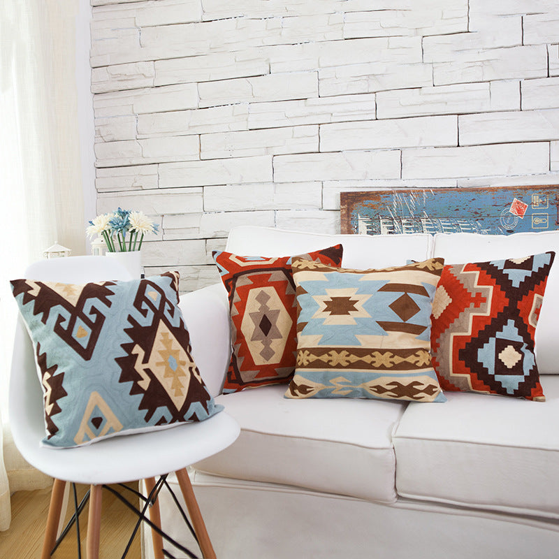 Kilim pattern embroidery throw pillow / cushion cover for sofa