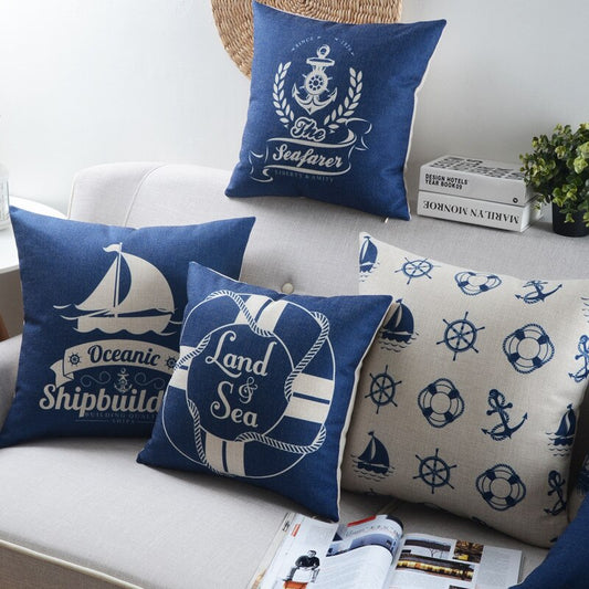 Nordic Style Mediterranean Sea Anchor Pillow Cover