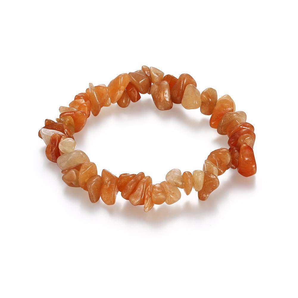 Orangefarbenes, verstellbares Natursteinarmband mit 18-Karat-Weißgoldbeschichtung