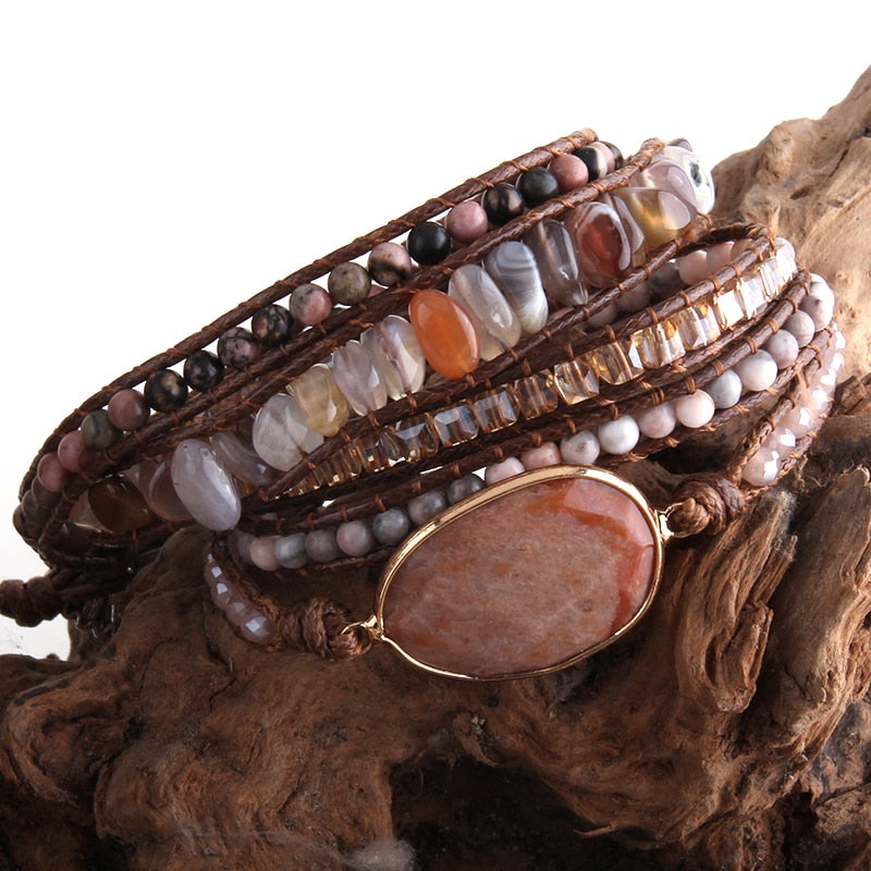 Bohemian Natural Stones Charm Bracelet- Semi precious