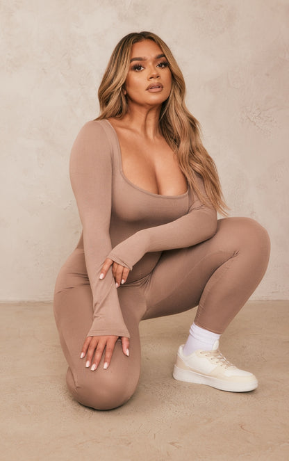 Shape Stone Jersey Square Neck Jumpsuit