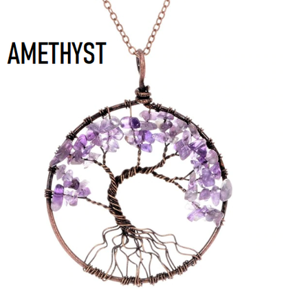 7 Chakra Tree Of Life Pendant Necklace in Copper