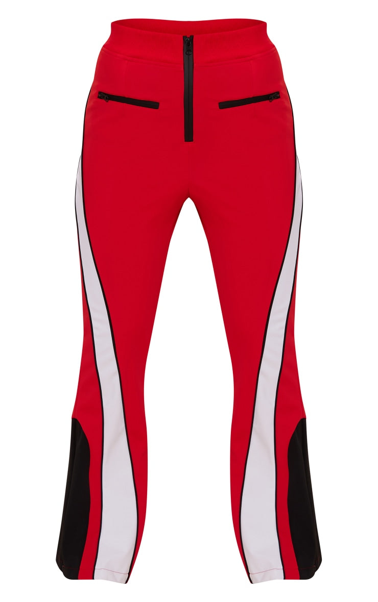 SKI Red and White Scuba Fit And Flare Trousers