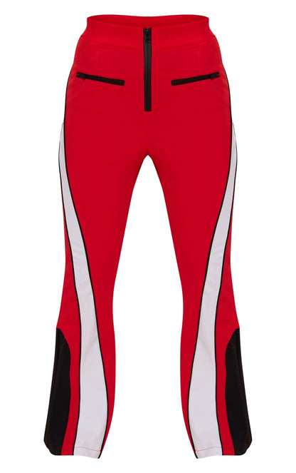 SKI Red and White Scuba Fit And Flare Trousers