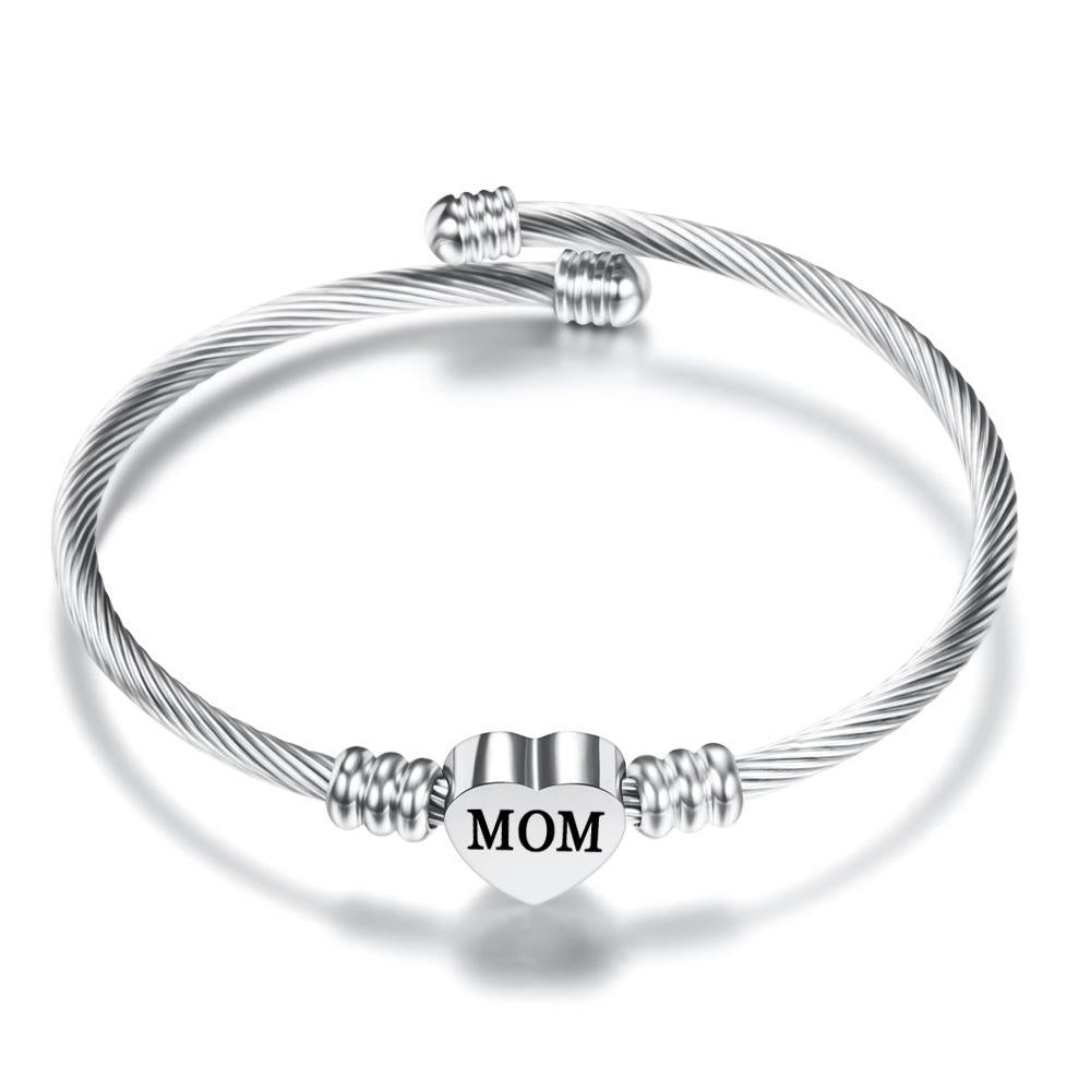 Mother's Day Special! Quote Stainless Steel Heart Charm Bangle