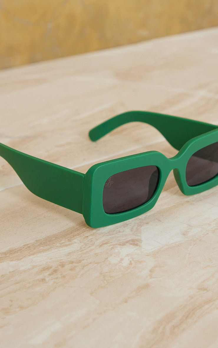 Jeepers Peepers Green Matt Rectangular Sunglasses