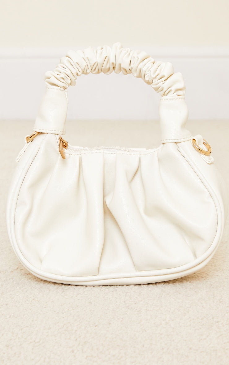 Tan Ruched Mini Grab Bag