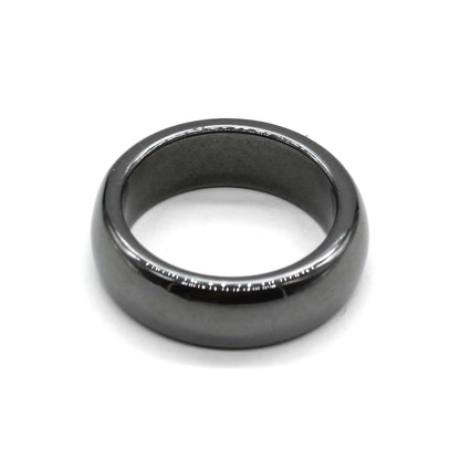 KFT Natural Black Hematite Magnetic Healing Ring 6mm Band Sizes 5 Through 12