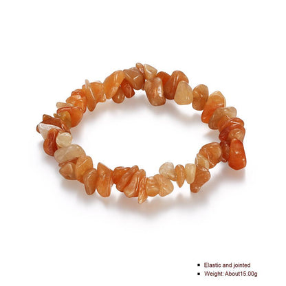 Orangefarbenes, verstellbares Natursteinarmband mit 18-Karat-Weißgoldbeschichtung