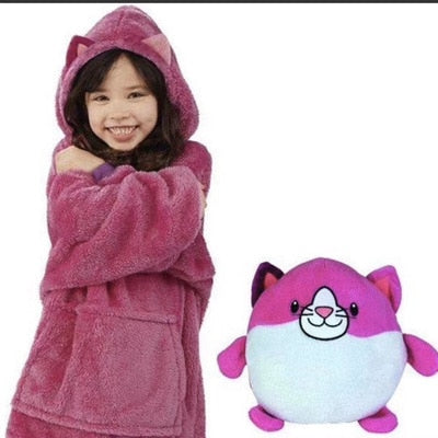 2 in 1 Kids Pet Blanket turns to Hoodie -Soft Plush