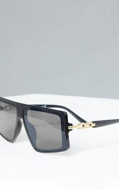 Black Chain Detail Visor Sunglasses