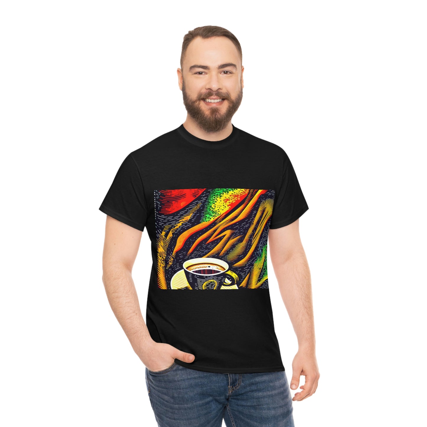 Abstract Coffee- Unisex Heavy Cotton Tee