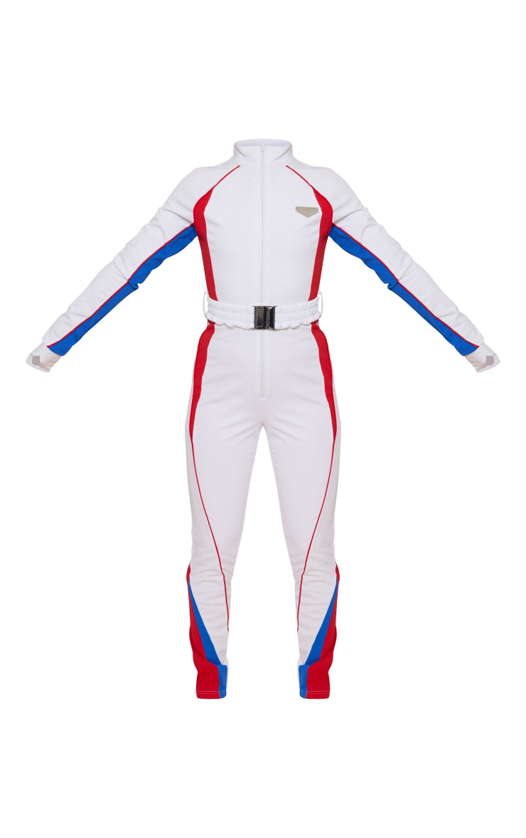 SKI Green and White Belted Fitted Scuba Suit