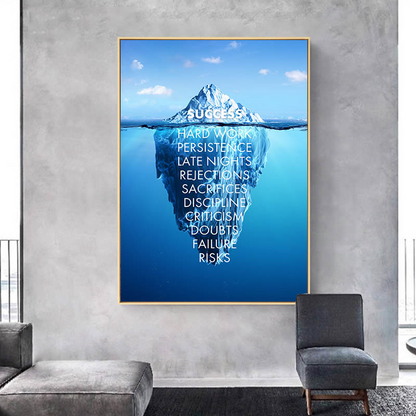 Canvas Motivational Poster Success Quotes -Ice Mountain Reflection