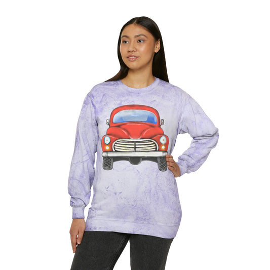 Vintage Car -Unisex Color Blast Crewneck Sweatshirt