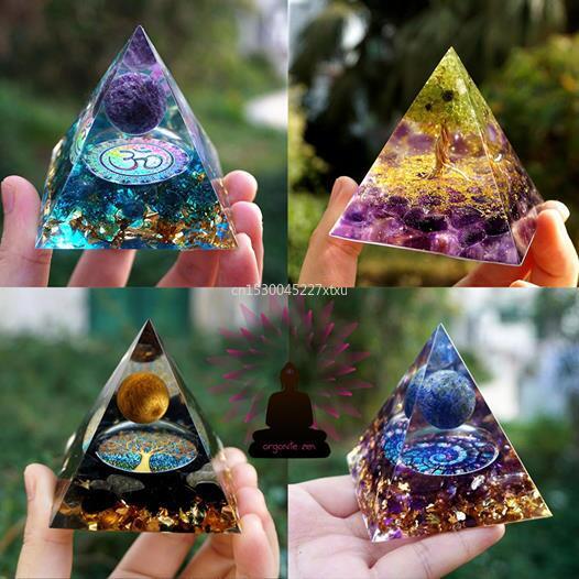 Baum des Lebens Orgonit Pyramidenform Amethyst Peridot Heilkristall