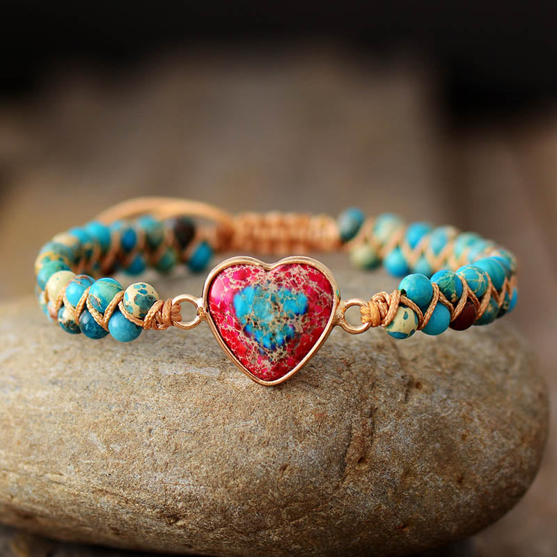 Natural Turquoise Stone Heart Charm Bracelets