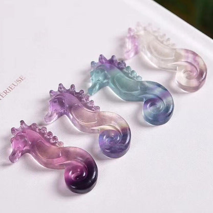 1pc Random Natural Rainbow Fluorite Seahorse