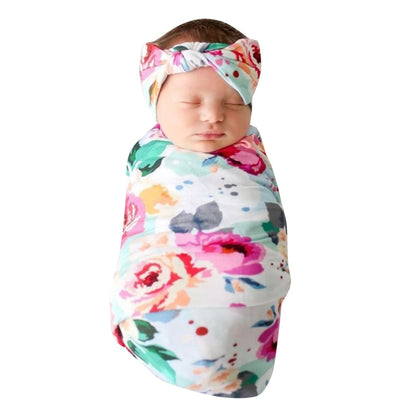 Newborn Swaddle Blanket & matching headband set