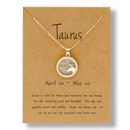 12 Horoscope Zodiac Sign Gold Pendant Necklace