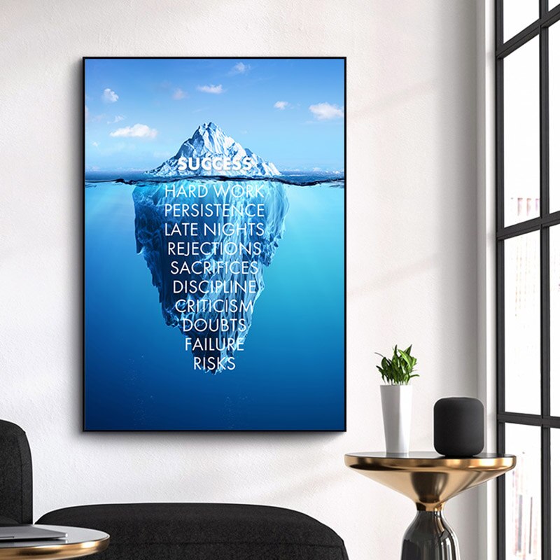 Canvas Motivational Poster Success Quotes -Ice Mountain Reflection