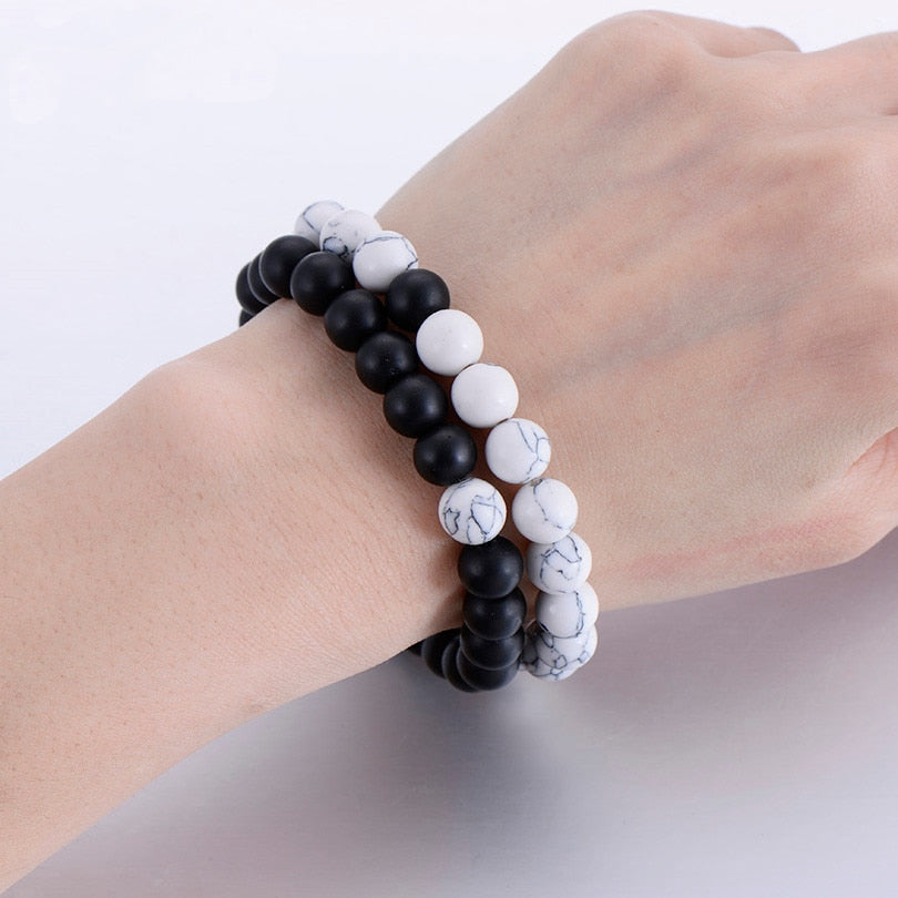 2 Teile/satz Paare Distanz Armband Klassische Naturstein