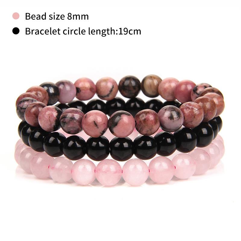 3Pcs/set Natural Stone Bracelet- rhodonite, rose pink quartz, turquoise amethyst, and hematite beads