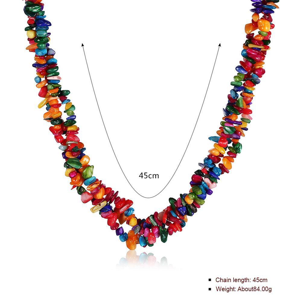 Rainbow Natural Stone Necklace in 18K White Gold Plated