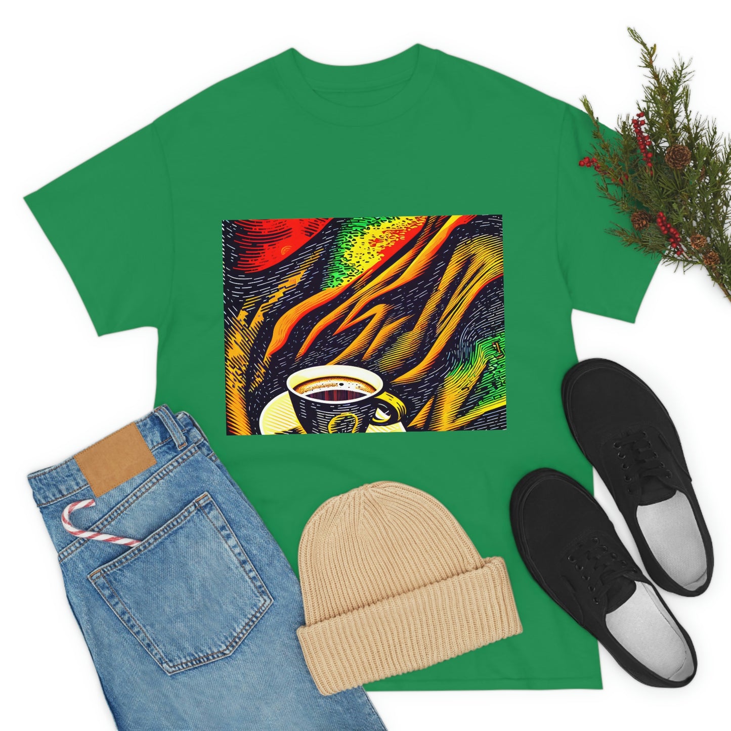 Abstract Coffee- Unisex Heavy Cotton Tee