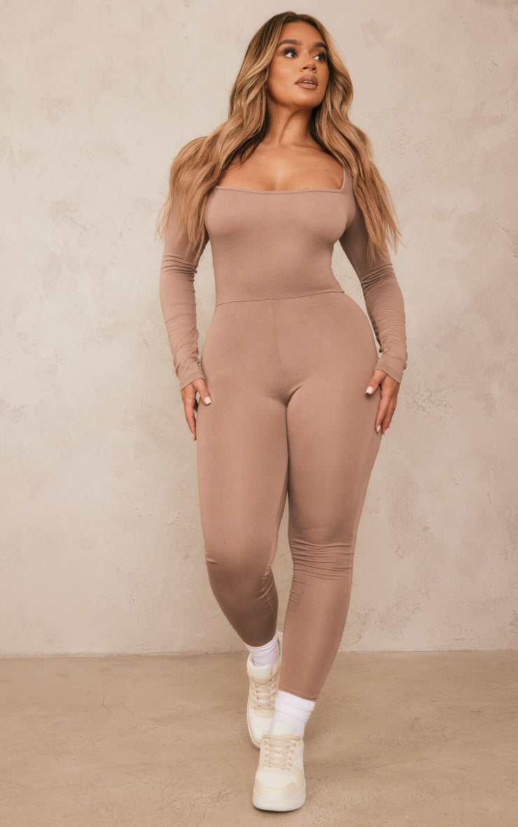 Shape Stone Jersey Square Neck Jumpsuit