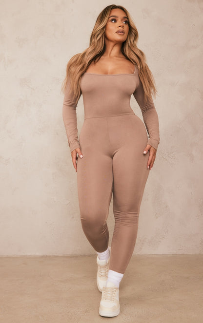 Shape Stone Jersey Square Neck Jumpsuit