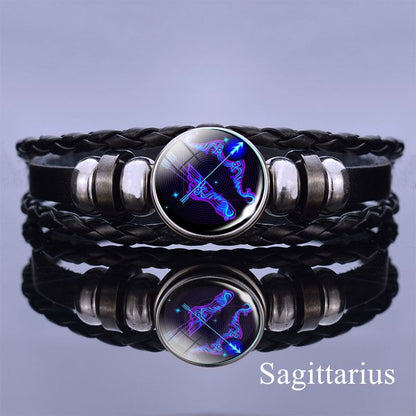 12 Zodiac Signs Constellation Charm Bracelet Men Women Fashion Multilayer Weave leather Bracelet & Bangle