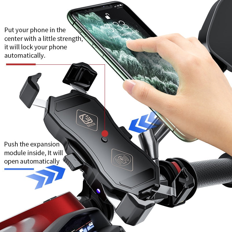 Motorcycle/Bike Phone Holder with Wireless Fast Charging