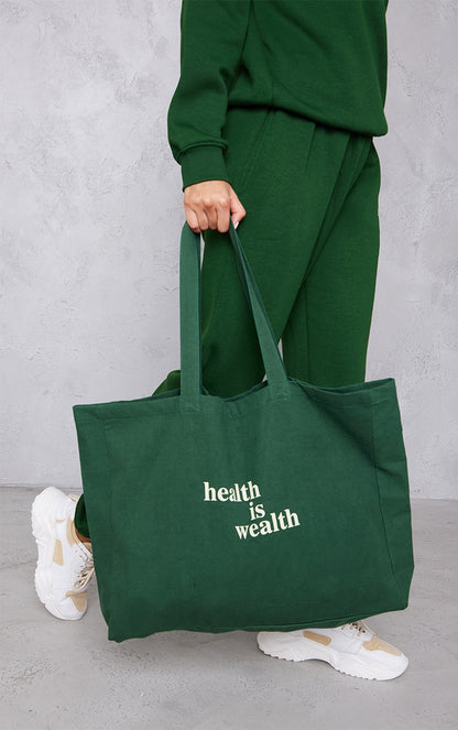 White Slogan Oversized Tote Bag