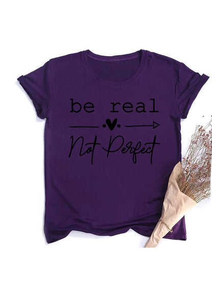 Kindness Shirt Tops für Frauen Be Real Not Perfect T-Shirt Kurzarm Inspirierende und selbstliebende Damen-Grafik-Shirts Kleidung 