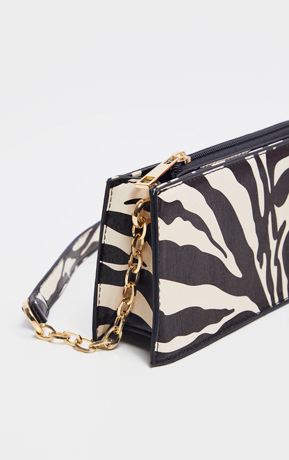 Zebra Chain Handle 90s Shoulder Bag