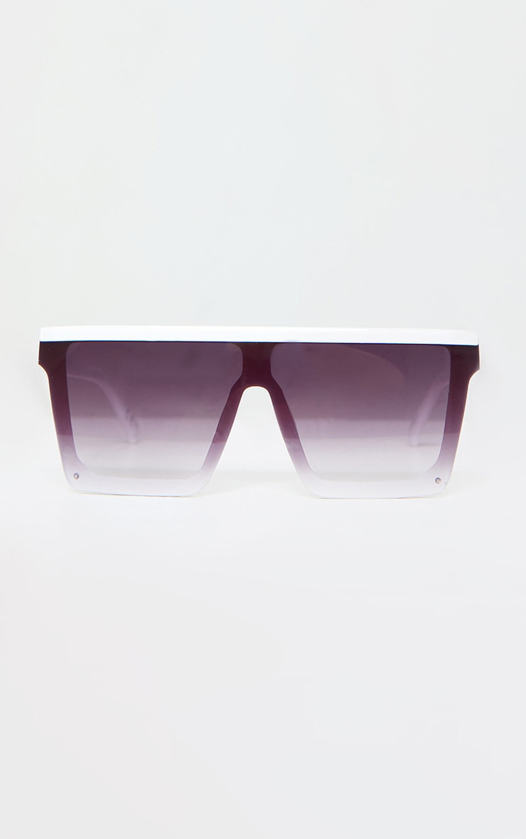 White Flat Bar Square Frame Sunglasses