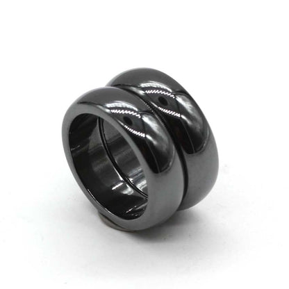 KFT Natural Black Hematite Magnetic Healing Ring 6mm Band Sizes 5 Through 12