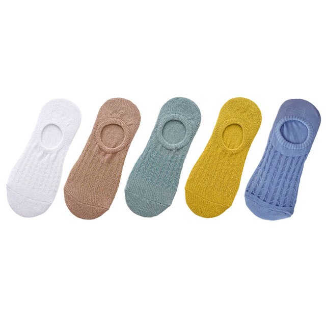 5pair Women Invisible Boat Socks Summer Mujer Silicone Non-slip Chaussette Ankle Low Female Cotton Show Breathable Calcetines