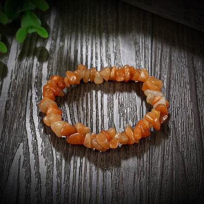 Orange Adjustable Natural Stone Bracelet in 18K White Gold Plated