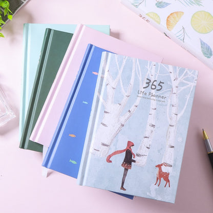 365 Planner Agenda Notebook Colorful Inner Page Illustration Yearly Daily Plan Journal Diary Book Record Life Stationery Gifts