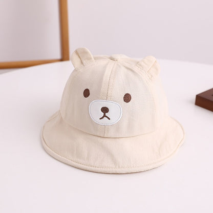 Spring Summer Baby Bucket Hat Cute Bear Ear Newborn Panama Cap Solid Color Outdoor Beach Kids Baby Boy Girl Sun Hats Bonnet