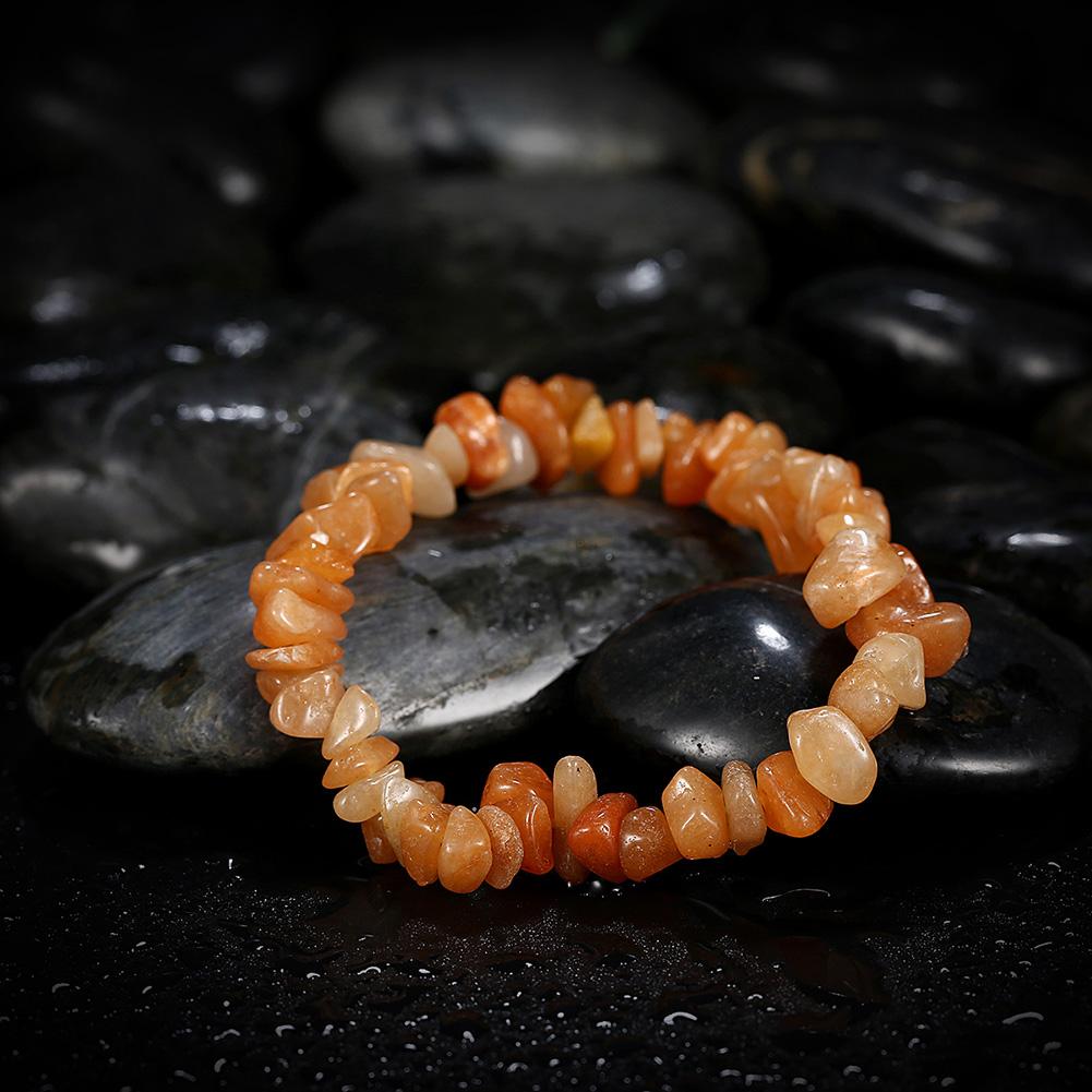 Orange Adjustable Natural Stone Bracelet in 18K White Gold Plated