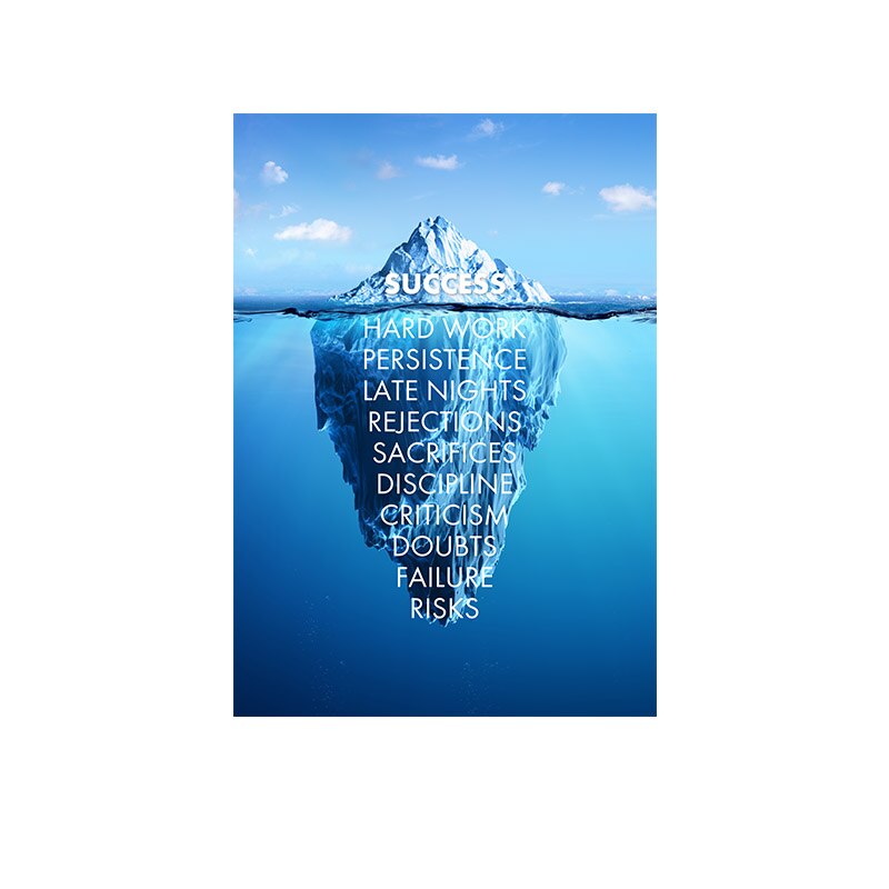 Canvas Motivational Poster Success Quotes -Ice Mountain Reflection