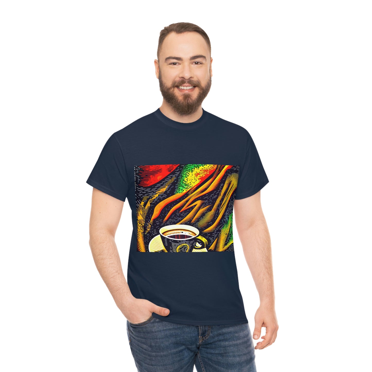 Abstract Coffee- Unisex Heavy Cotton Tee