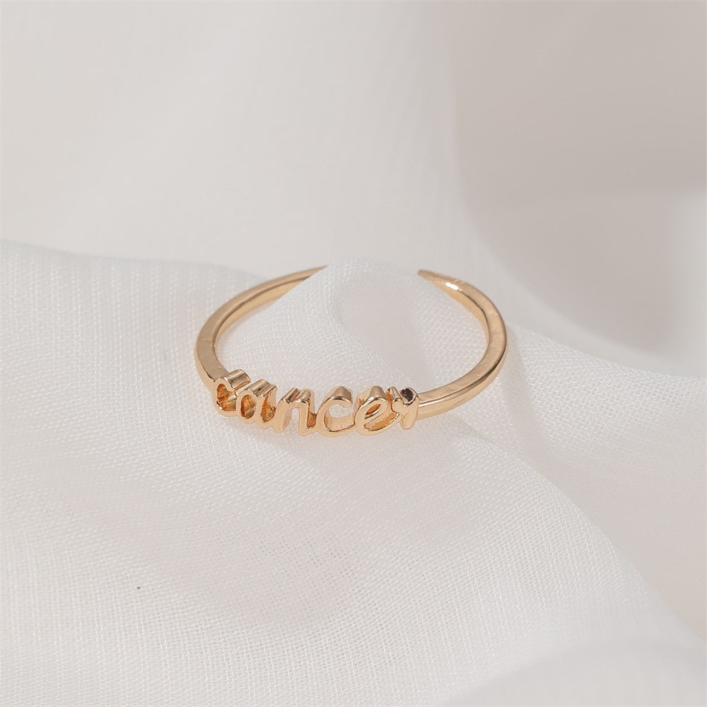 Thin Open Gold Zodiac Rings