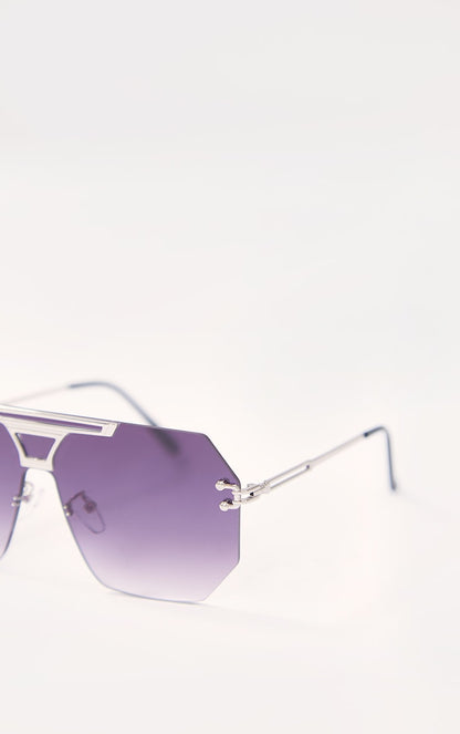 Grey Ombre Frameless Aviator Sunglasses