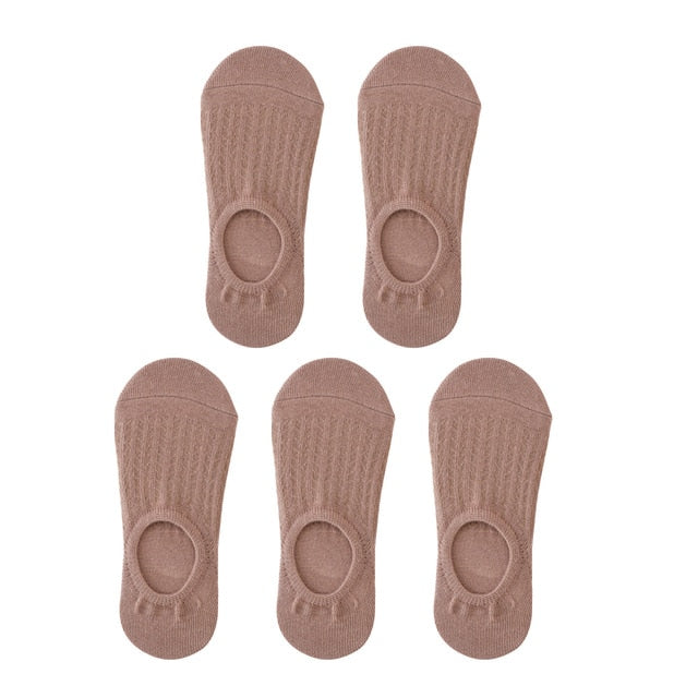 5 paar Frauen Unsichtbare Boot Socken Sommer Mujer Silikon Non-slip Chaussette Ankle Niedrigen Weiblichen Baumwolle Zeigen Atmungsaktive Calcetines 