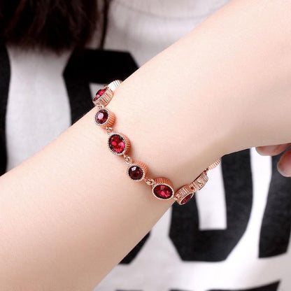 Stimulated Ruby Stones Bracelet in 18K Rose Gold Plated ITALY Made