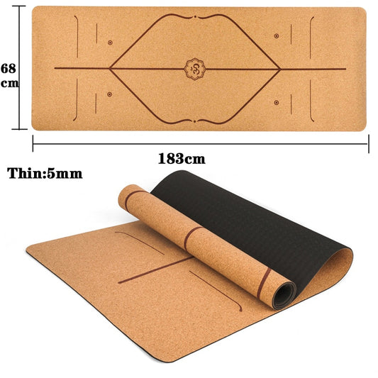 183X68cm Chakra Meditation Yoga Cork Mat-Eco Friendly